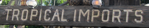 Sign above Tropical Imports – Adventureland