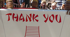 Sign on a hot air balloon Basket in Flik's Flyers - a bug's land