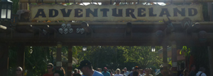 Sign over the entry to Adventureland - Main Street USA / Hub